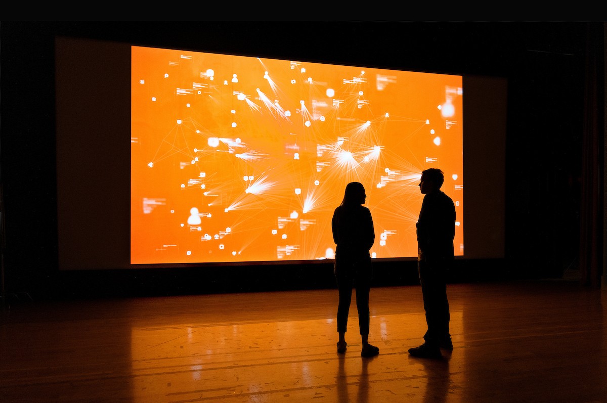 Prof. Karle Flanagan and Prof. Wade Fagen-Ulmschneider teaching Data Science DISCOVERY in Foellinger Auditorium at The University of Illinois