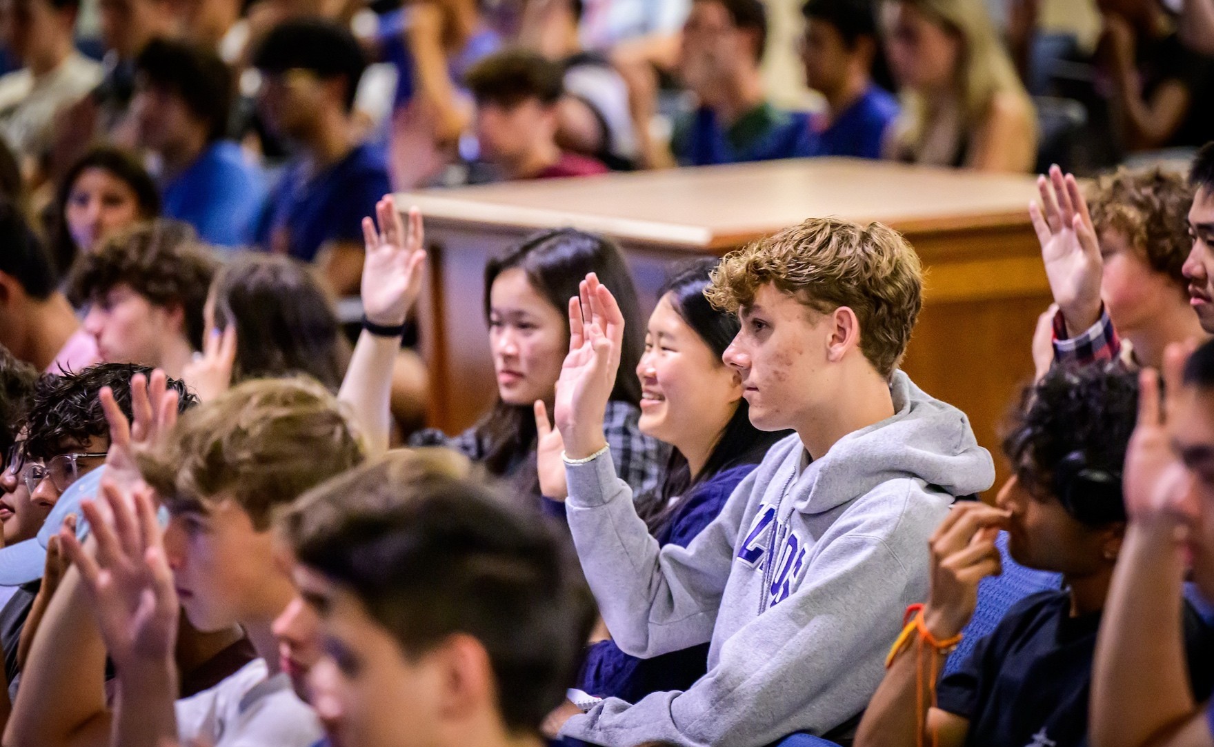 Prof. Karle Flanagan and Prof. Wade Fagen-Ulmschneider teaching Data Science DISCOVERY in Foellinger Auditorium at The University of Illinois